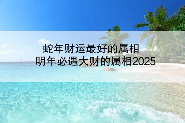 蛇年财运最好的属相 明年必遇大财的属相2025